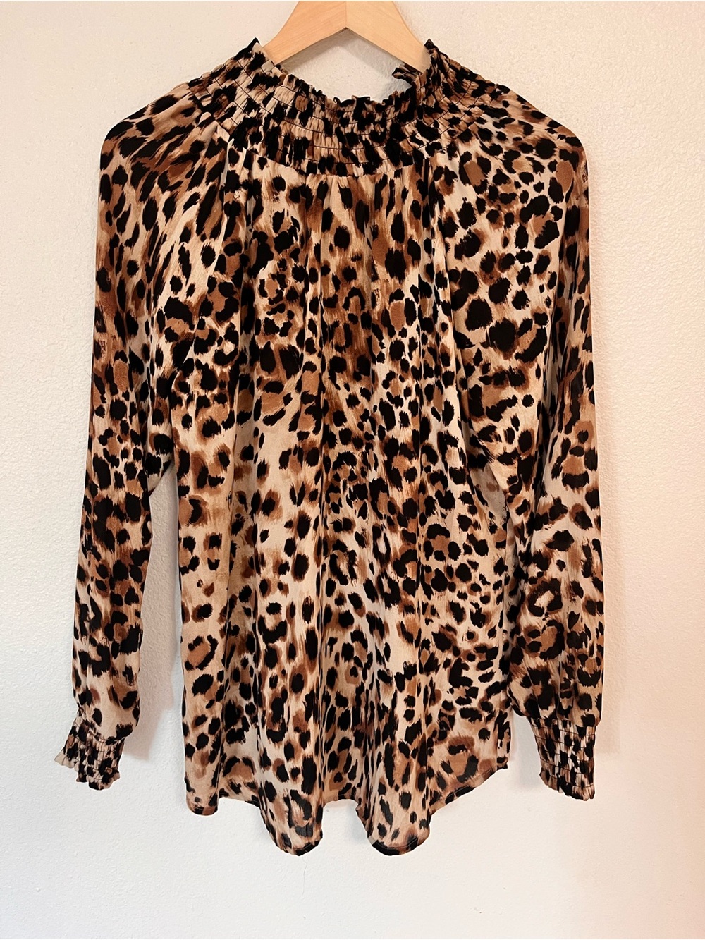 Chico's Leopard Print Long-Sleeve Blouse - Brown, Black, Cream